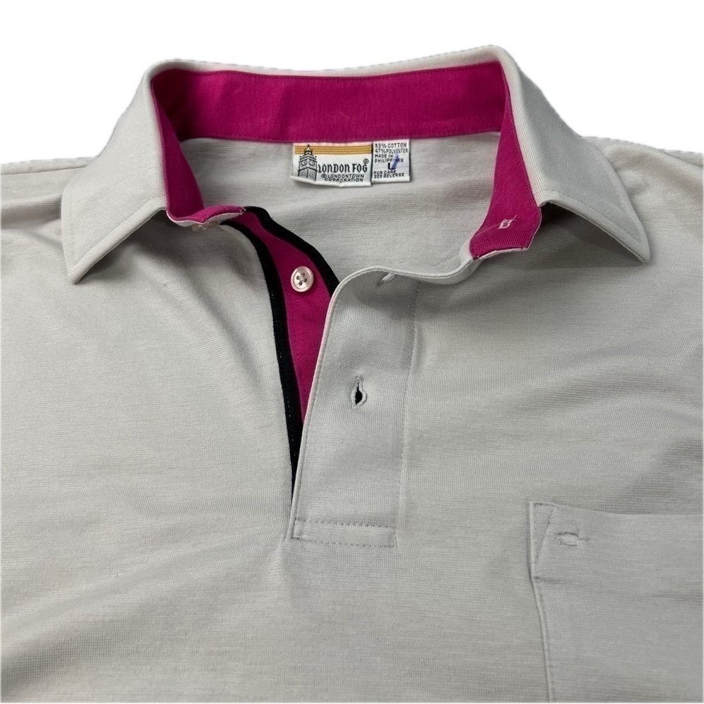 RARE Vintage LONDON FOG Color Block Polo Tee Shirt - Picture 5 of 8